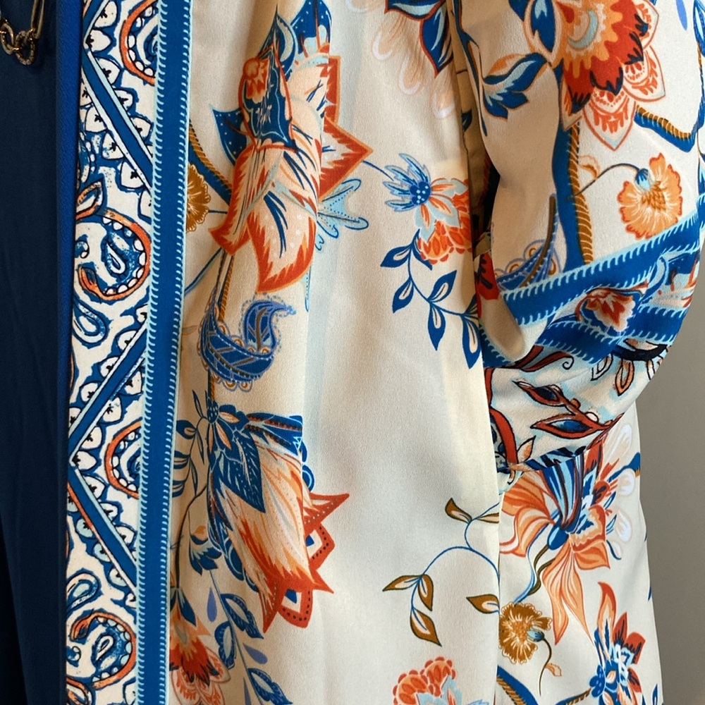Kimono Jacket Rising Bloom Patch work Trim accents fully lined - Small 4/6 - Picture 5 of 6